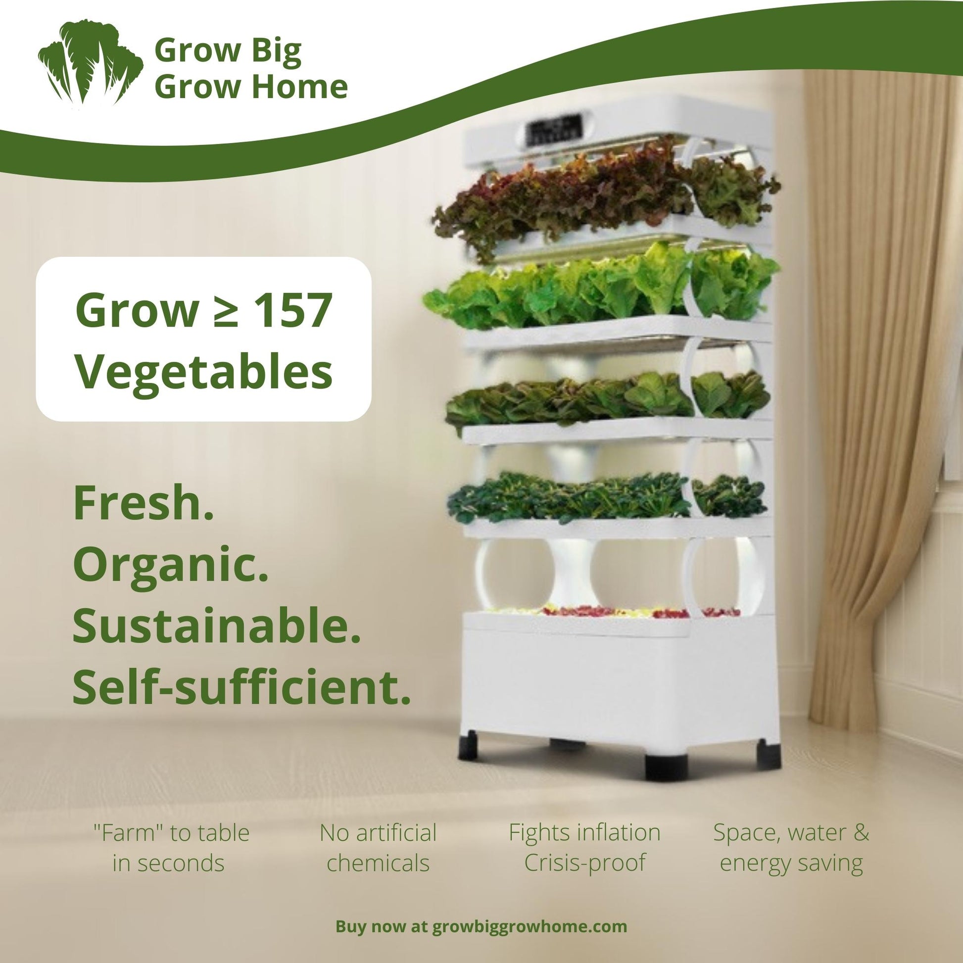 High-yield Hydroponics Farm Filled with Organic, Fresh Produce & Greens. Self-sufficient & Sustainable. Farm to fork in seconds. Pesticide-free. Crisis-proof food supply.